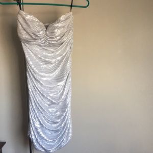 Silver strapless dress